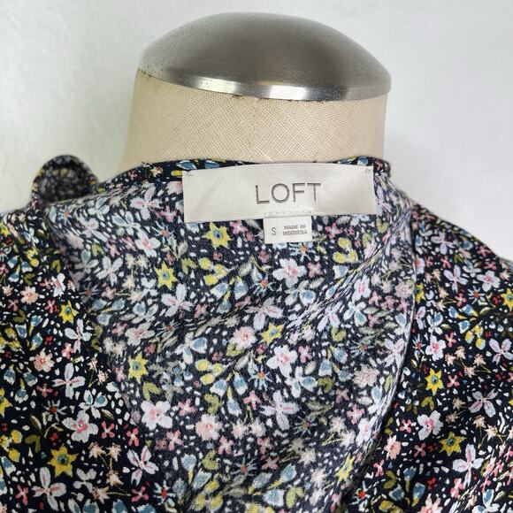 Loft Floral Print Drop Waist Short Tunic Dress Size S Viscose Boho, Chic, Summer - Picture 6 of 8